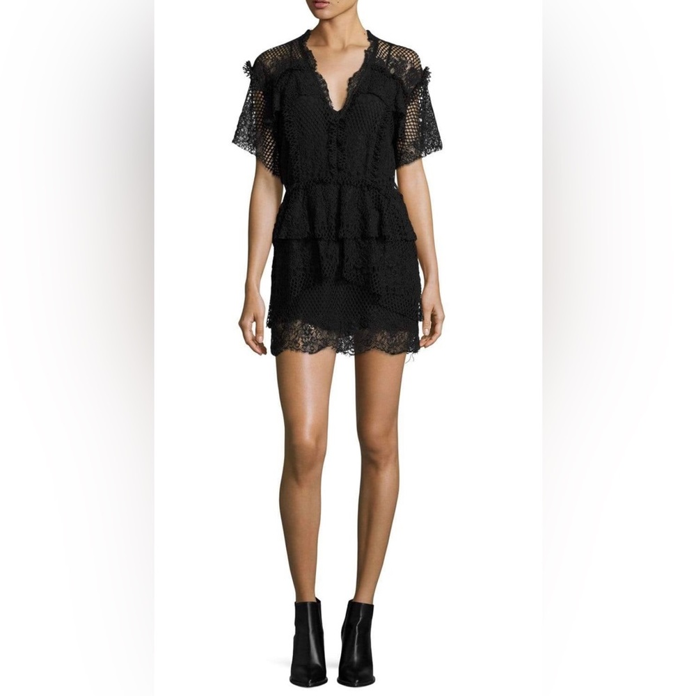IRO PENNY LACE V-NECK MINI DRESS